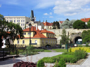 Výhled z kavárny Káva s párou na historické centrum Litoměřic.